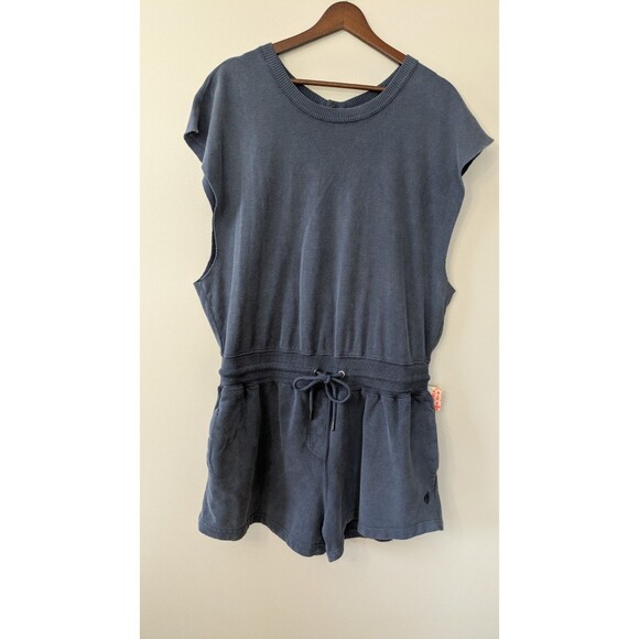 Free People Pants - Free People Movement Throw & Go Shortsie Romper Large Navy Athleisure NWT